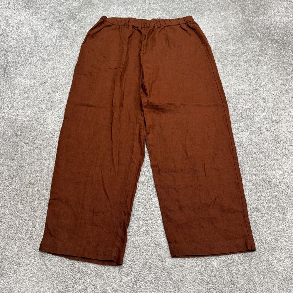 Quince 100% European Linen Wide Leg Pull On Pants Womens Medium Chocolate Brown
